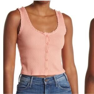 NWT Mauby Ribbed knit cropped button front tank Burmuda Coral size medium